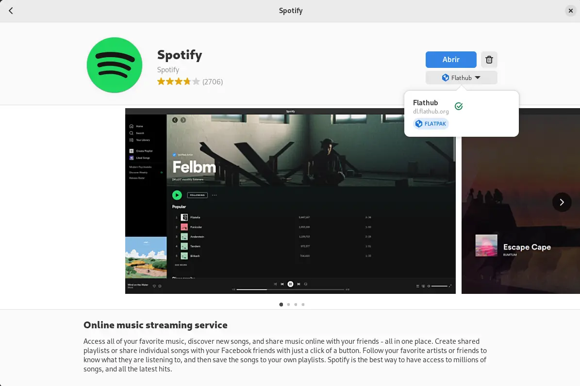 Install spotify client from Fedora software store